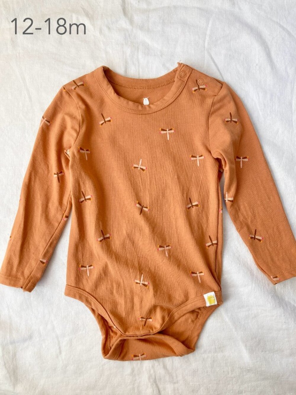 🪴5/$30 Rise Little Earthling 12-18 Months Baby Dragonfly Orange Bodysuit